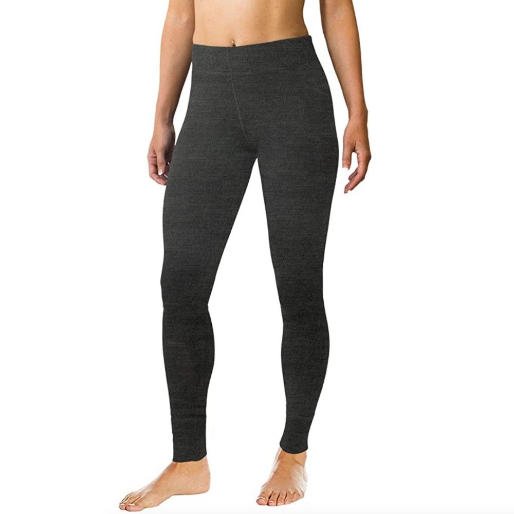 Woolx • Grey 100% Merino Wool Cuffed Leggings Base Layer Women's Size Small